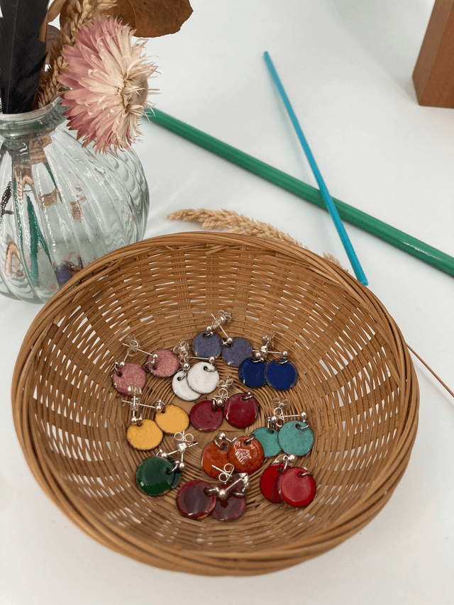 Boucles d’oreilles Petites rondes rouge cerise
